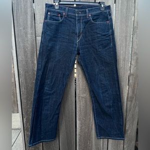 Mens Levi's 569 Dark Wash Blue Denim Jeans Pants Size 34x32 Straight Leg